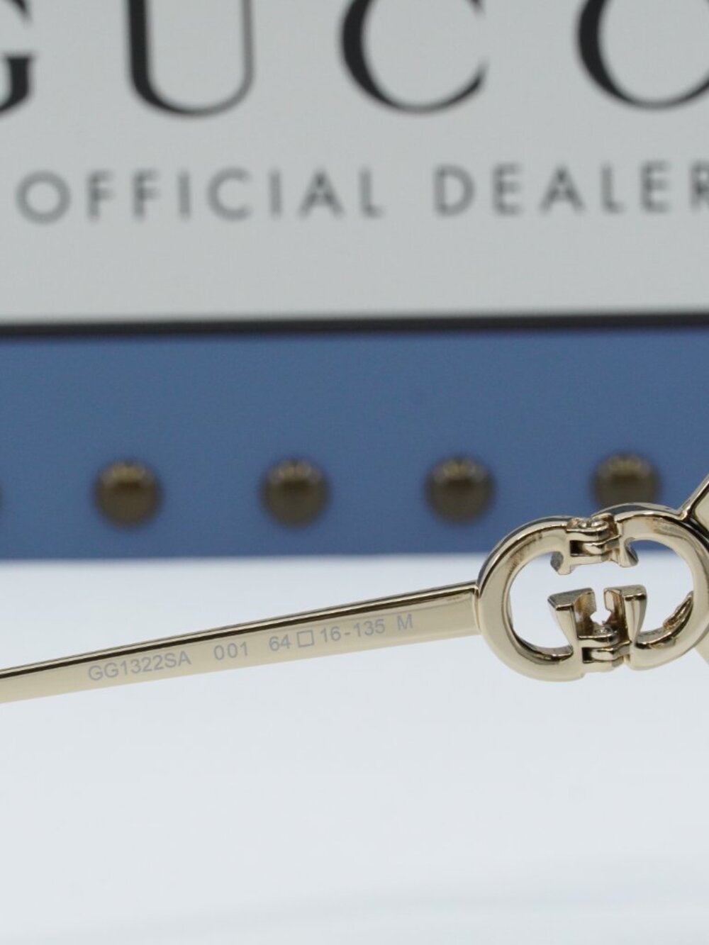 Gucci GG1322SA 001 Square Sunglasses - Gold/Grey Gradient - Picture 7 of 11